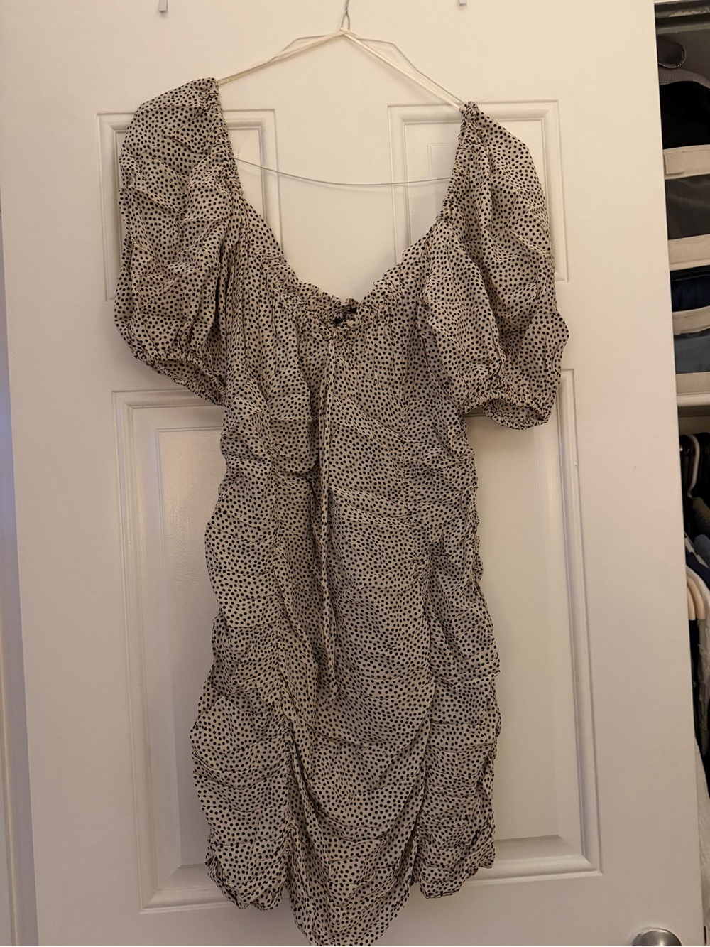 Zara Cream and Black Polka Mini Dress